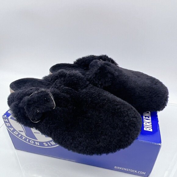 BIRKENSTOCK BOSTON Shearling BIG BUCKLE Clog TEDDY BLACK EU 40 Women US 9- 9.5 - Picture 4 of 12